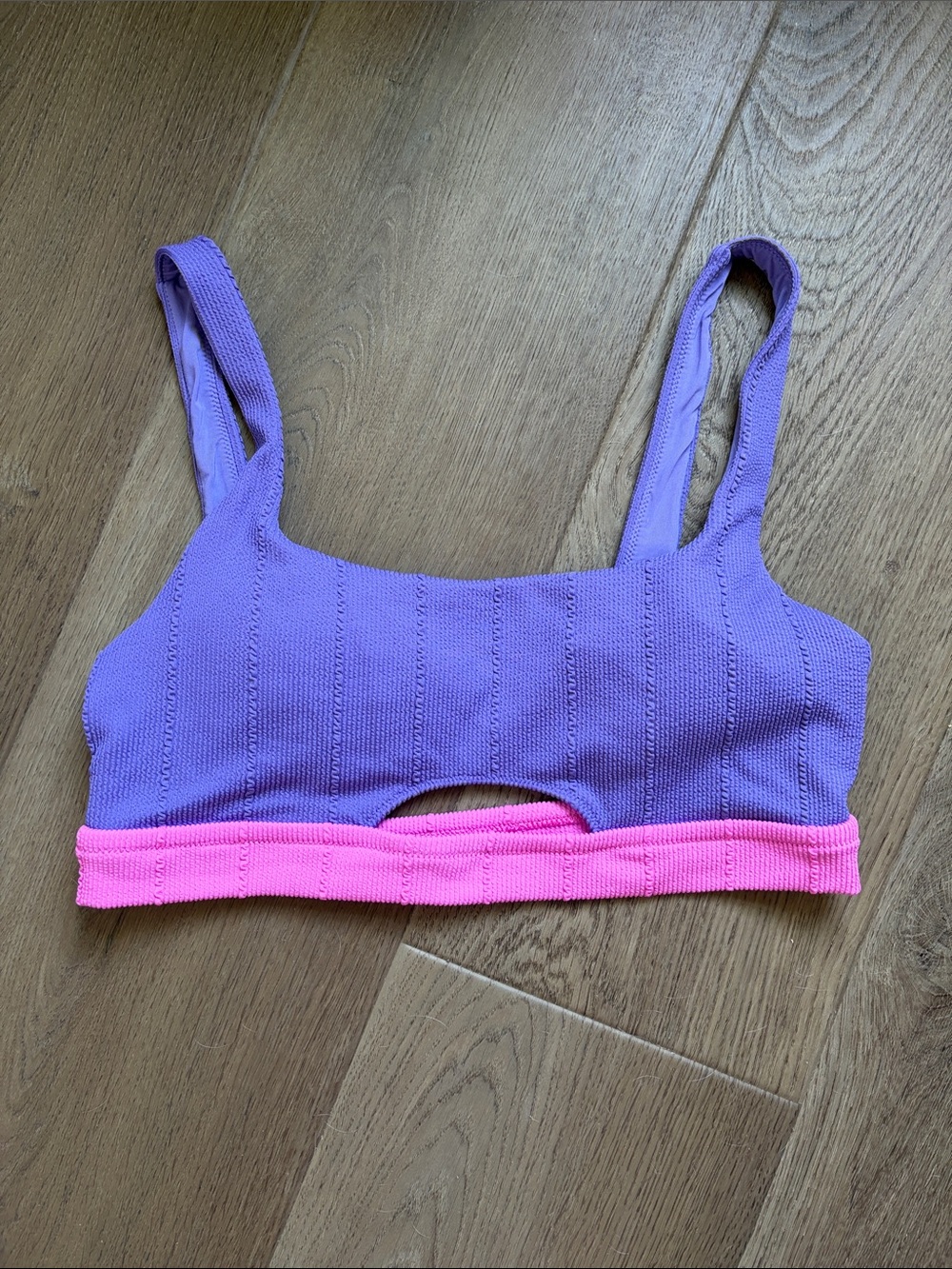 aerie Purple and Hot Pink Ribbed Cutout Bralette